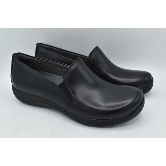 Dansko Womens EU 40 US 9.5-10 Nora Black Leather Slip On Loafers Shoes Clogs - Picture 1 of 11